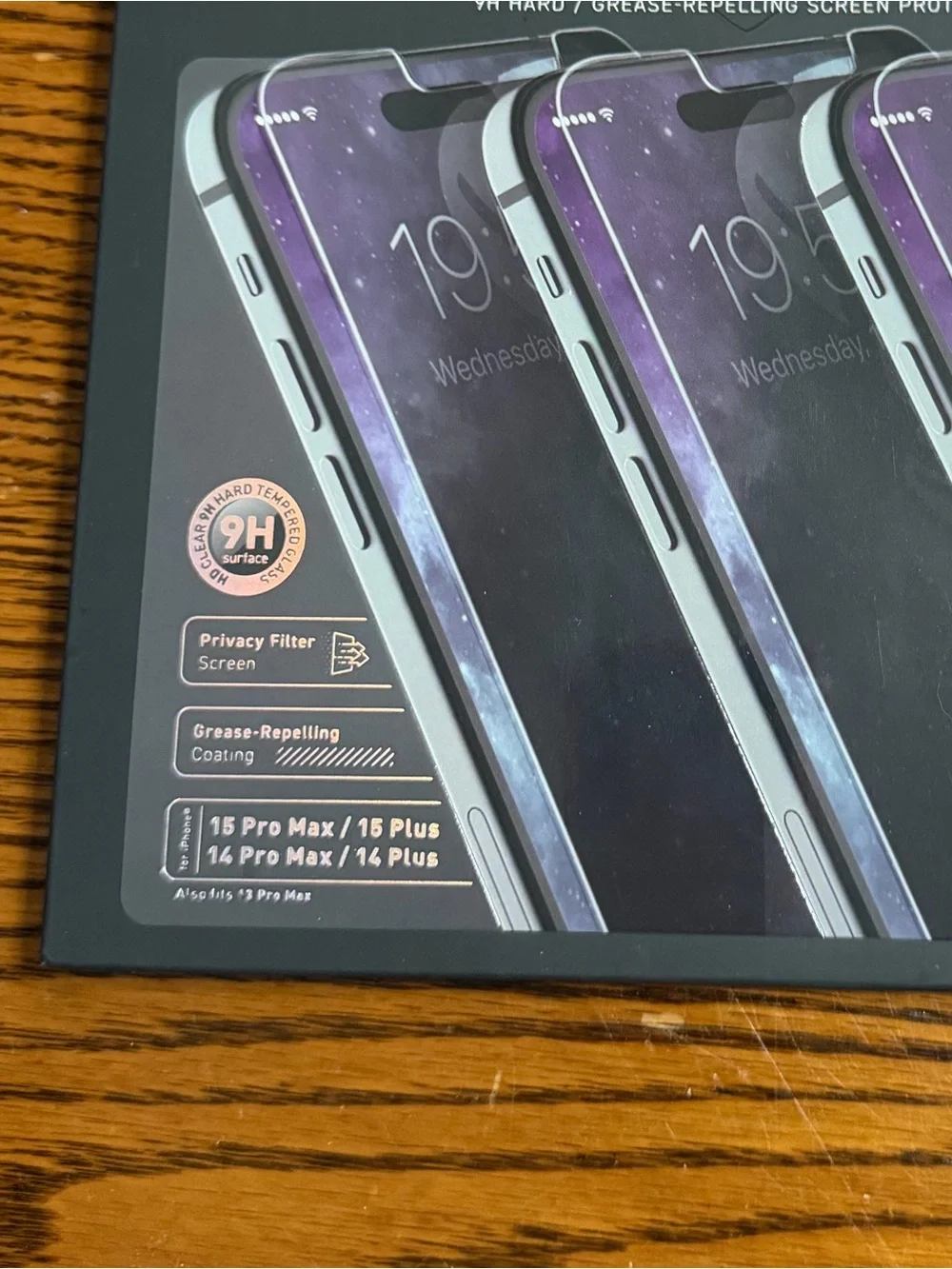 Privacy Tempered Glass Screen Protector (3-Pack) - Black